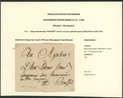 Précurseur - LAC Datée De Nieuport (1776, Nieuwpoort) + Griffe En Creux NIEUPORT, Port 3 Stuyvers > Brussel - 1714-1794 (Oesterreichische Niederlande)