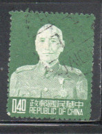 CHINA REPUBLIC CINA TAIWAN FORMOSA 1953 CHIANG KAI-SHEK PRESIDENT 40c USED USATO OBLITERE' - Oblitérés