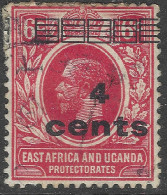 East Africa & Uganda Protectorates. 1919 KGV Surcharge. 4c On 6c Used. SG 64 - Protectorats D'Afrique Orientale Et D'Ouganda