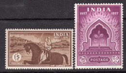 India 1957 Centenary Of Indian Mutiny Set Of 2, Hinged Mint, SG 386/7 (D) - Ongebruikt