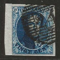 N°4, 20c Bleu Très Bien Margé BDF P24 Bruxelles + Certificat Signé John Brys - 1849-1850 Médaillons (3/5)