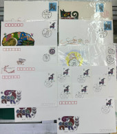 CHINA LOT OF LUNAR NEW YEAR FDC, SOME COMBINE ISSUE WITH UNITED STATES OF AMERICA - 1980-1989