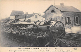 28-COURVILLE- CATASTROPHE PRES CHARTRES 14 FEV 1911 TRAIN RAPIDE PARIS A RENNES TAMPONNE TRAIN DE MARCHANDISES 3238.... - Courville