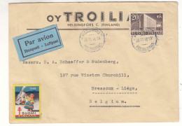 Finlande - Lettre De 1946 - Oblit Helsinki - Exp Vers Bressoux - Avec Vignette - - Covers & Documents