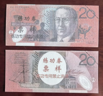 China BOC Bank (bank Of China) Training/test Banknote,AUSTRALIA D Series 20 Dollars Note Specimen Overprint - Fictifs & Specimens