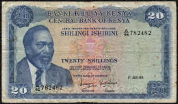 Kenya 20 Shillings 1971 P-6b F+ Banknote - Kenia