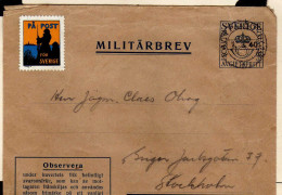 Suede (1930) - Lettre De Soldat Avec Entier- Et Timbre Reponse Au Dos - Military