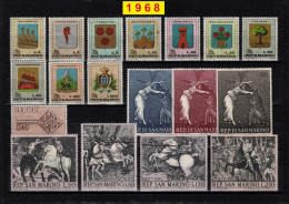 SAN MARINO 1968 Annata COMPLETA 18 Fbolli Nuovi **/MNH - Annate Complete