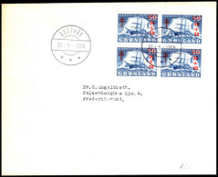 Greenland 1958 TB Relief Block Of 4 On First Day Cover - Brieven En Documenten