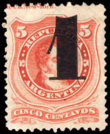 Argentina 1877 1 On 5c Vermillion Fine Unmounted Mint. - Unused Stamps