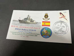 6-7-2023 (1 S 29) Royal Australian Navy Warship - HMAS Ballarat FFH 155 (Spain Stamp) - Altri & Non Classificati