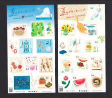 Japan 2023 Greetings Stamps —Summer/Shaved Ice/Cat/Watermelon/Fireworks/Grilled Fish Etc. Stamp Sheetlet*2 MNH - Nuevos