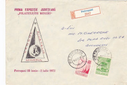 PETROSANI MINERS PHILATELIC CLUB ANNIVERSARY, REGISTERED SPECIAL COVER, 1972, ROMANIA - Briefe U. Dokumente