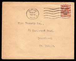 1922 Thom 2d Die II Single On A Local Dublin Cover, Well Tied By A Clear Machine Cancel For 17 FE 22, The First Day. - Storia Postale