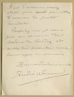 André Wormser (1851-1926) - French Romantic Composer - Autograph Letter Signed - Sänger Und Musiker