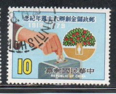 CHINA REPUBLIC CINA TAIWAN FORMOSA 1979 POSTAL SAVINGS HAND PUTTING COIN IN BANK 10$ USED USATO OBLITERE' - Gebruikt