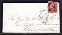 1861 1d Red Plate 50 (hand-engraved Corner Letters) Superb Used On A Small 1863 Mourning Cover To Monkstown - Brieven En Documenten
