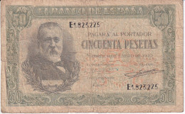 BILLETE DE ESPAÑA DE 50 PTAS DEL 9/01/1940 SERIE E CALIDAD RC (BANKNOTE) - 50 Peseten