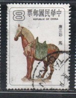 CHINA REPUBLIC CINA TAIWAN FORMOSA 1980 T'ANG DYNASTY POTTERY HORSE 8$ USED USATO OBLITERE' - Gebruikt