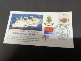 7-7-2023 (1 S 34) Royal Australian Navy Warship - HMAS Success OR 304 (visit To China) With China Pottery Stamp - Autres & Non Classés