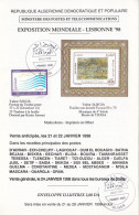 ALGERIA ALGERIE - 1998 EXPO LISBONNE LISBOA PORTUGAL - OFFICIAL PHILATELIC BROCHURE NOTICE FOLDER - FDC DOCUMENT - RARE - Autres & Non Classés