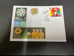 7-7-2023 (1 S 35A) $ 2 - Women's Football  World Cup (colored Coin) On FIFA Football Cover (released 11-7-2023) - 2 Dollars