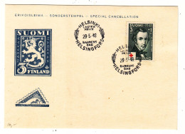 Finlande - Carte Postale De 1948 -  Oblit Helsinki - Croix Rouge - Topelius - Poëte - - Covers & Documents