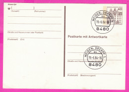 295764 / Germany BRD Berlin Antwortkarte 1984 - 40 Pf. (Schloss Wolfsburg) Weiden , Obepf 1 - 8480 , Ganzsachen Card PSC - Postkarten - Gebraucht