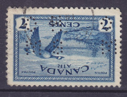 Canada Perfin Perforé Lochung 'O H M S' DOUBLE 1946, Mi. 241 A, 7c Flugpostmarke Bird Vogel Oiseau Kanadagänse (2 Scans) - Perfins