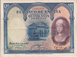 BILLETE DE 500 PTAS DEL AÑO 1927  DE ISABEL LA CATÓLICA SIN SERIE  (BANKNOTE) - 500 Peseten