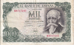 BILLETE DE ESPAÑA DE 1000 PTAS DEL AÑO 1971 JOSE ECHEGARAY SERIE K (BANKNOTE) - 1000 Peseten