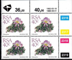 South Africa - 1992 Succulents 40c Control Block (1992.05.18) (**) - Blocs-feuillets