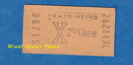 Ticket Ancien De Métro - 262 A 43 L  - 2ème Classe - X - R.A.T.P. - N° 96715 - Paris - Métropolitain - Europe