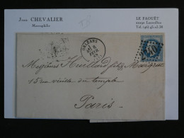 BV8 FRANCE BELLE LETTRE 1869 ORLEANS A PARIS VIEILLE DU TEMPLE +NAPOLEON N° 29 ++AFF. INTERESSANT+ - 1863-1870 Napoléon III Con Laureles