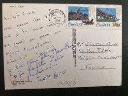 CP Pour La FRANCE TP THE ALGONQUIN HOTEL 43 + CHATEAU FRONTENAC 43 OBL.MEC.17 VIII 1993 - Lettres & Documents