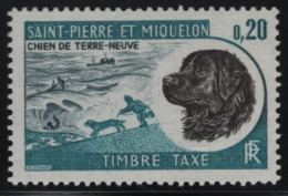 St Pierre Et Miquelon 1973 MNH Sc J78 20c Newfoundland Dog - Timbres-taxe