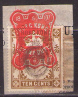 HONG KONG Revenue : Stamp Duty 10c (1907) - Timbres Fiscaux-postaux