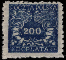 Poland 1920 200f Postage Due Thin Paper Lightly Mounted Mint. - Neufs