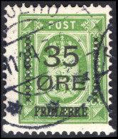 Denmark 1912 35ø On 32ø Green Official Fine Used.  - Gebraucht