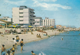 CARTOLINA  FANO,MARCHE-RIVIERA ADRIATICA-SPIAGGIA SASSONIA-MARE,ESTATE,VACANZA,BARCHE A VELA,BELLA ITALIA,VIAGGIATA 1965 - Fano