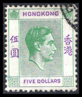 Hong Kong 1938-52 $5 Green And Violet Fine Used. - Gebruikt