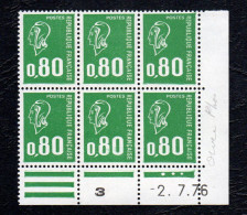 MARIANNE DE BEQUET 0,80 F - COIN DATE DU 2.7.76 (avec Phosphore) - 1970-1979