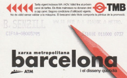 Ticket  Metro Subway Barcelona TMB - FGC - 19XX-20XX? - Europe