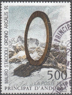 Andorre Français 1992 Michel 444 O Cote (2008) 1.85 € Art Mauro Staccioli Ordina Arcalis 91 Cachet Rond - Gebruikt