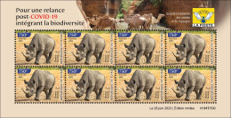 CHAD TCHAD 2023 SHEET 8V - RHINOCEROS - COVID-19 CORONAVIRUS PANDEMIC CORONA RECOVERY - MNH - Rhinoceros