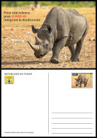 CHAD TCHAD 2023 STATIONERY CARD - RHINOCEROS - COVID-19 CORONAVIRUS PANDEMIC CORONA RECOVERY - Rhinozerosse