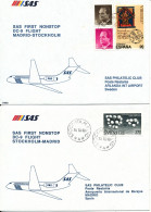 Sweden - Spain SAS First DC-9 Flight Stockholm - Madrid 30-10-1988 And Return 2 Covers - Brieven En Documenten