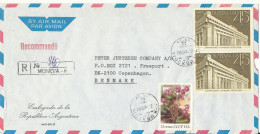 USSR Registered Air Mail Cover Sent To Denmark 8-2-1984 (from The Embassy Of Argentina Moscow) - Brieven En Documenten