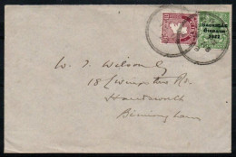 1923 Cover To Birmingham With Mixed Franking Tied By Clear CORK Double-ring "Skeletons" - Storia Postale