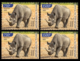 CHAD TCHAD 2023 - SET 2 X 2V 750F & 1500F - RHINOCEROS - COVID-19 CORONAVIRUS PANDEMIC CORONA RECOVERY - MNH - Rhinoceros